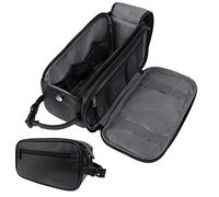 PAVILIA Borsa da toilette da uomo, borsa da viaggio per articoli da toeletta | kit dopp resistente all'acqua, borsa da barba in pelle PU organizer per accessori da toeletta, toelettatura, igiene, cosmetici (nero)