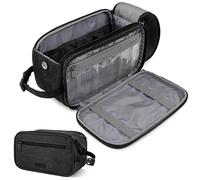 PAVILIA Borsa da toilette da uomo, kit da viaggio in tela, impermeabile, organizer per articoli da toeletta, kit da barba, borsa per accessori da viaggio, nera