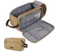 PAVILIA Borsa da toilette da viaggio in tela, borsa Dopp, resistente all'acqua, organizer da bagno per viaggi, palestra, articoli da toeletta da doccia per accessori per la toelettatura, Cachi, Large