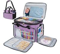 PAVILIA Borsa per maglieria, grande borsa organizer per uncinetto, porta filati per uncinetto, borsa per progetti di lavoro a maglia, set di accessori per uncinetto, regali per gli amanti