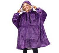 PAVILIA Coperta con cappuccio per donna, coperta indossabile in sherpa viola, coperta oversize comoda per uomo, coperta con cappuccio in pile cal