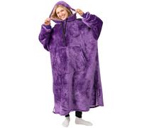PAVILIA Coperta con cappuccio per donna Viola Sherpa Coperta indossabile per uomo Coperta oversize accogliente Coperta in caldo pile Coperta con