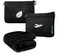 PAVILIA Coperta da viaggio, set di coperte per aeroplano in borsa morbida con tasche, coperta per aereo, compatta, cuscino essenziale per il volo, accessori da viaggio, idea regalo, cinghia per