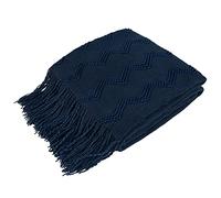 PAVILIA Coperta in maglia blu navy per divano, morbida coperta bohémien lavorata a maglia, decorazione per la casa in campagna, accogliente coperta decorativa afgana, per letto afgano, regalo estivo e