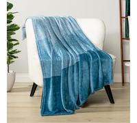 PAVILIA Coperta in pile blu ombré per divano, morbida coperta in flanella per divano letto e camera da letto, coperta leggera con sfumatura turchese azzurro, accogliente coperta in microfibra,
