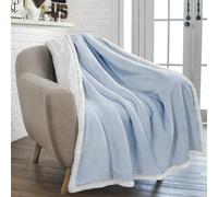 PAVILIA Coperta in pile Sherpa azzurro chiaro per divano, morbida e spessa coperta da letto per divano, calda e accogliente, coperta invernale in