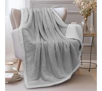 PAVILIA Coperta in pile Sherpa grigio chiaro per divano, morbida e spessa coperta da letto per divano, calda e accogliente, per tutte le stagioni