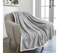 PAVILIA Coperta in pile Sherpa Melange Grigio Chiaro, Coperta Reversibile Calda e Morbida per Divano Letto, Spessa e Grande, in Pile, per Auto, D