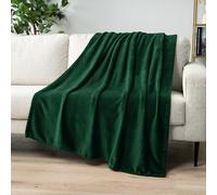 PAVILIA Coperta in pile verde smeraldo per divano, verde scuro, super morbida, in flanella pelosa, per divano, coperta di lusso in microfibra, coperta decorativa per la casa, 50 x 60 cm