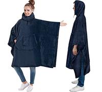 PAVILIA Coperta indossabile poncho donna uomo, felpa con cappuccio oversize maglione scaldacollo, morbido abbraccio in pile per adulti, Navy, Fleece