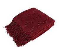 PAVILIA Coperta lavorata a maglia, 127 x 152 cm, 100% acrilico, morbida e calda, motivo geometrico con nappa, per interni ed esterni
