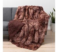 PAVILIA Coperta marrone soffice per divano, pelosa, per donne e uomini, peluche peloso caldo per letto e divano, super morbida e spessa, finta pelliccia sherpa, tie-dye, 50 x 60 cm