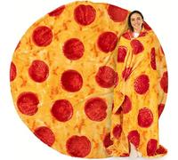 PAVILIA Coperta per pizza, regalo per adulti e bambini, realistico, peperoni, formaggio, pizza, morbido pile, doppio lato, idea regalo per ragazzi e ragazze (162 cm)
