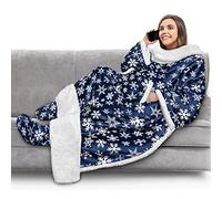 PAVILIA Coperta Sherpa con maniche, tasca per i piedi, per donne, uomini e adulti, coperta indossabile spessa, in pile, calda coperta avvolgente, comoda idea regalo per moglie, mamma, fantasia: fiocco