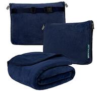 PAVILIA Cuscino per coperta da viaggio, morbida coperta da aereo, set combinato 2 in 1, coperta per aereo, compatta, pieghevole, cuscino essenziale per volo, accessorio regalo per viaggiatori,