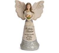 Pavilion Gift Company 82413 Elements Angels-Statuetta di Angelo Birthday Blessings May Today's Wishes Bring You Beautiful Tomorrows, 15,2 cm, Resina, Beige