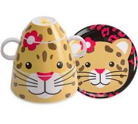 Pavilion Gift Company Izzy and Owie - Set da tavola impilabile, quattro pezzi, motivo: leopardo