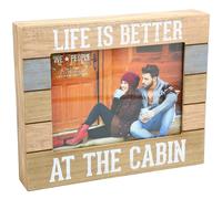 Pavilion Gift Company Life is Better at The Cabin Horizontal 9"""" x 7.25"""" MDF Self-Standing Picture Frame 5"""" x 7"""" Photo Holder Brown Wh