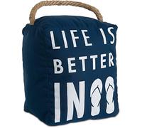 Pavilion Gift company Open Door Decor - Life is Better in Flip Flops Beach Decor Blu Navy fermaporta con Manico