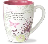 Pavilion Gift Company - Tazza da t e caff ""Mark My Words"" con motivo floreale e farfalla, grande, rosa, 20 once