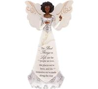 Pavilion Gift Company - The Best Things in Life - Statuetta di angelo afroamericano in ebano, 20,3 cm, religioso, dio Gesù Cristo, regalo decorativo per la casa