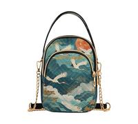 Pavilions Landscapes and Cranes borse da viaggio alla moda per le donne a tracolla con multi tasche borsa a mano per le donne per la moglie, Padiglioni, Paesaggi e Gru, 1 size