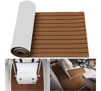 Pavimentazione autoadesiva in schiuma di teak da 2,4 m, schiuma EVA, pavimento marino, finto ponte per barche, accessori, marrone marino, nero