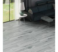 Pavimento in vinile - Pavimento in lino con effetto legno grigio, piastrelle autoadesive, impermeabile, per ufficio e cucina