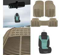 Pavimento Tappetini 3pc per Auto SUV Furgone Resistente Beige W/ Aria Deodorante