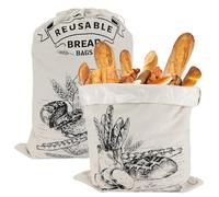 Pavlleen 2 Pezzi Sacchetto Pane in Lino con Interno TPU 45x35cm, Sacchetti Riutilizzabili per Conservazione Freschezza, Brotbeutel con Coulisse per Prodotti da Forno, Frutta e Verdura
