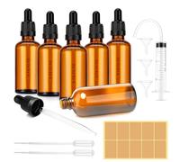 Pavlleen 6 pezzi pipette da 100 ml, Marrone Bottiglie Contagocce in Vetro, inclusi 6 accessori ausiliari, flaconi in vetro marrone, Flaconi Ricaricabili per Laboratorio Olio Essenziale