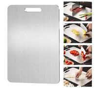 Pavlleen Tagliere in titanio, in acciaio inox, per alimenti su entrambi i lati, acciaio inox S304, senza BPA, per carne, pane, verdura, taglio di frutta (39 x 28 cm)