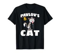 Pavlovs Cat Gatto Cartoni Esperimento Pavloviano del Cane Maglietta