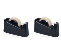 Pavo 8048366 - Porta nastro adesivo da 66 m x 25 mm, colore: Nero (Confezione da 2)