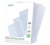 Pavo - A4 250 mic Copertine per raccoglitori PVC, confezione da 100 fogli, Trasparente