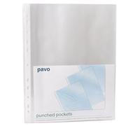 Pavo - A4 Buste Perforate/Buste Foratura 80mic, Lucide, 100 Pezzi, Trasparenti