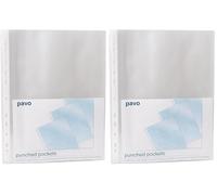 Pavo - A4 Buste Perforate/Buste Foratura 80mic, Lucide, 100 Pezzi, Trasparenti (Confezione da 2)