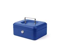 Pavo - Cassetta portavalori con 2 chiavi, 20 x 16 x 9 cm, vassoio portamonete rimovibile, colore: Blu, 8011759