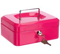 PAVO Premium 8-Inch Metal Cash Box with 2 Keys and Removable Change Tray - Pink
