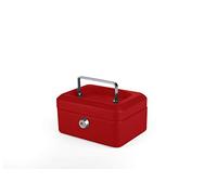 Pavo - Cassetta portavalori in metallo, 15 x 12 x 8 cm, con 2 chiavi e vassoio per il cambio rimovibile, colore: Rosso
