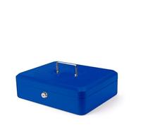 Pavo - Cassetta portavalori in metallo, 9 x 24 x 30 cm, con 2 chiavi e vassoio per il cambio rimovibile, colore: Blu