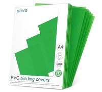 Pavo - Copertine per raccoglitori PVC, formato A4, 200mic, confezione da 100 fogli, verde trasparente