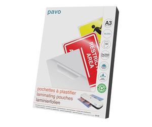 Pavo - Foglio di Laminazione A3 2x250 mic, 50 Pezzi - Lucido