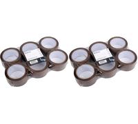 Pavo - Nastri Adesivi 50mmx66m x 6 pezzi, Marrone, Nastro da imballo (Confezione da 2)