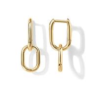 PAVOI, Orecchini Huggie Convertibili in Oro 14 Carati per Donna | Orecchini a Gancio a Forma di Clip | Orecchini Pendenti a Corda Bicolore con Zirconia Cubica, 5.4 mm, Oro giallo, Non pietra preziosa