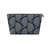 Pavone Art Déco in oro blu, Borsa da toilette Borsa per trucco Borsa per cosmetici Borsa da toilette da viaggio portatile