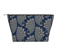 Pavone Art Déco in oro blu, Borsa da toilette Borsa per trucco Borsa per cosmetici Borsa da toilette da viaggio portatile