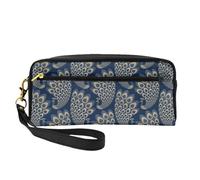 Pavone Art Déco in oro blu, Borsa per il trucco Borsa per cosmetici Borsa da viaggio portatile da toilette Astuccio in pelle per donne e ragazze