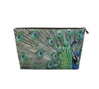 Pavone che mostra le piume con le ali aperte, Borsa per il trucco Borsa per cosmetici Borsa da toilette da viaggio portatile Borsa da toilette
