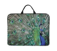 Pavone che mostra le piume e le ali aperte, Custodia per laptop da 14 pollici, borsa per notebook, custodia per laptop, valigetta con maniglia